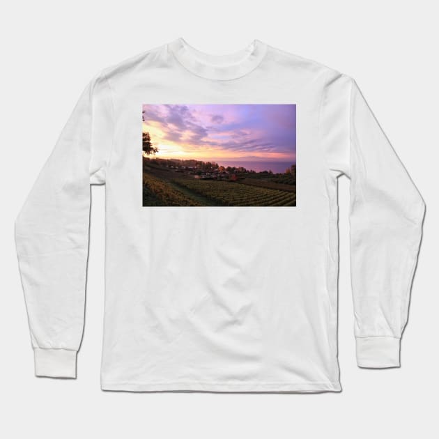 Surise over a Camp Site near Hagnau - Lake Constance Long Sleeve T-Shirt by holgermader